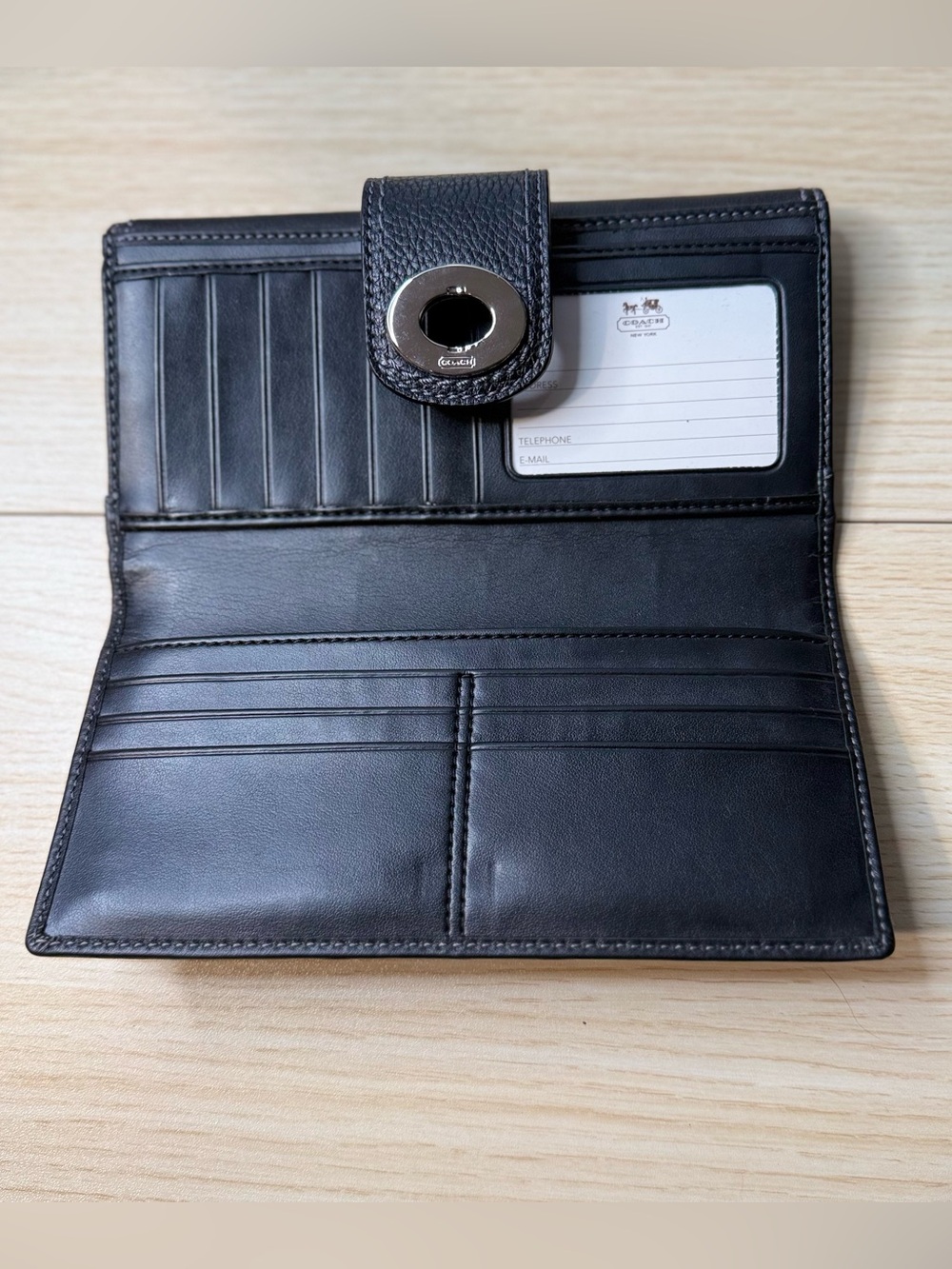 Coach Black Leather Turnlock Continental Wallet - Picture 3 of 3